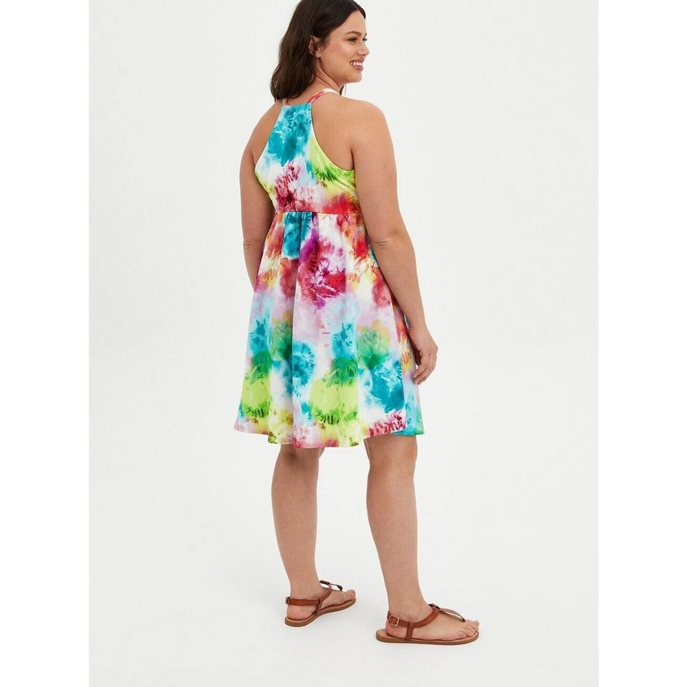 Torrid Mini Textured Knit Skater Dress Tie Dye Watercolor Women's Plus Size 4 4X - Picture 8 of 10